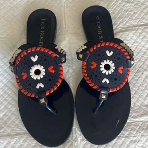 JACK ROGERS Jelly Sandals Navy Red and White Size 9